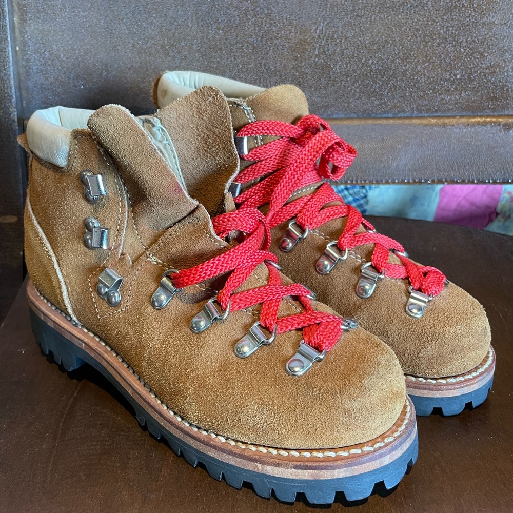 Sears Brown Combat Boots with Red Laces